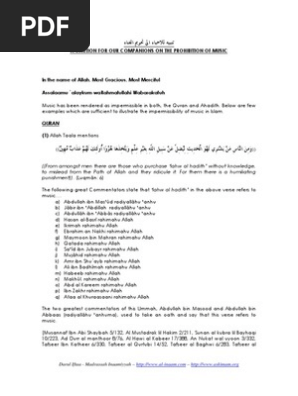 Music Detailed Hadith Islamic Texts