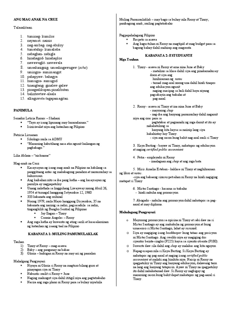 Ang mag anak na cruz book report picture