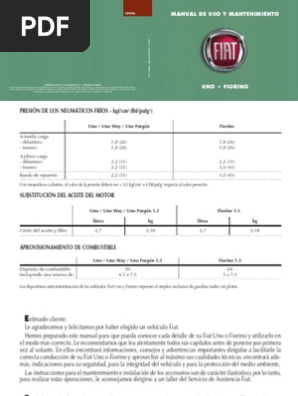 Manual Uno y Fiorino | PDF | Cinturón de seguridad | Aire acondicionado