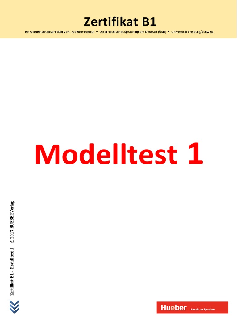 Zertifikat B1 Modelltest 1 Hueber