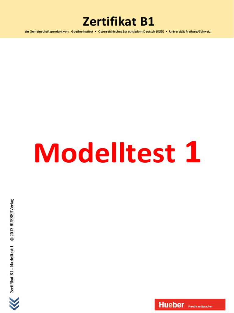 Zertifikat B1 Modelltest 1 Hueber