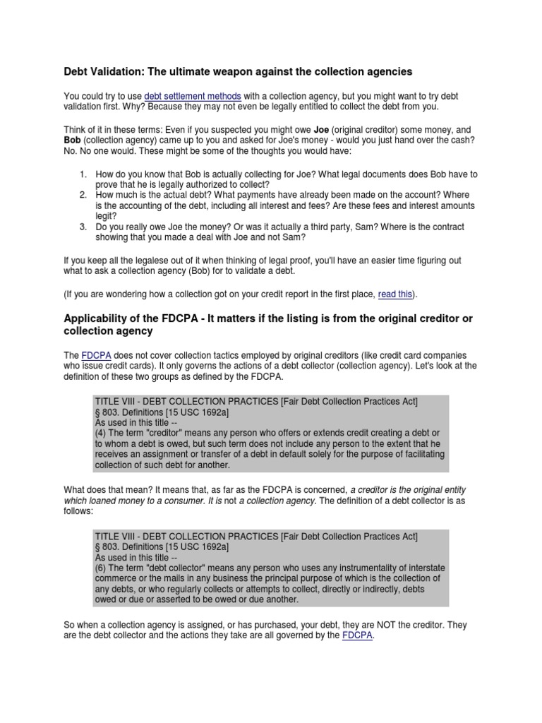 Understanding Debt Validation Rights | PDF | Collection Agency | Debt