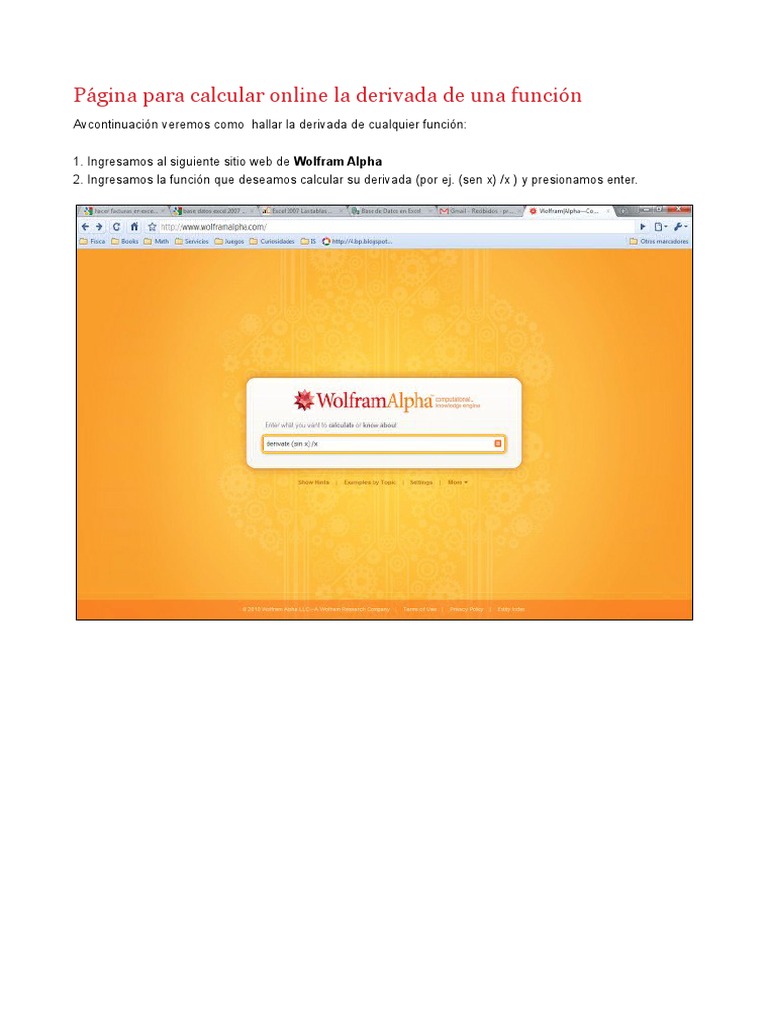 Calcula Derivadas con Wolfram Alpha | PDF