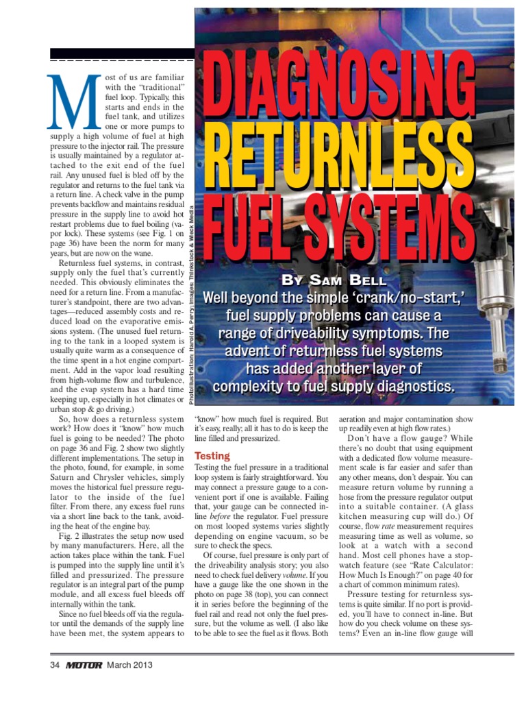 Returnless Diagnosing Returnless Fuel Systems PDF Fuel Injection