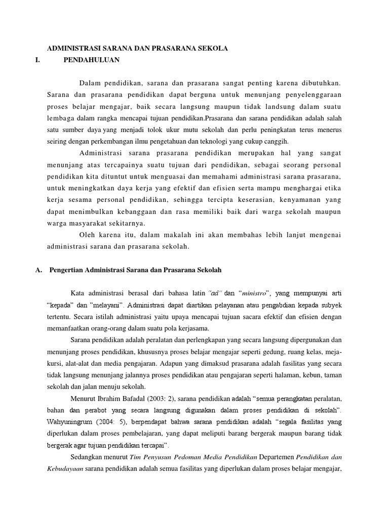 Administrasi Sarana Dan Prasarana Sekolah Pdf