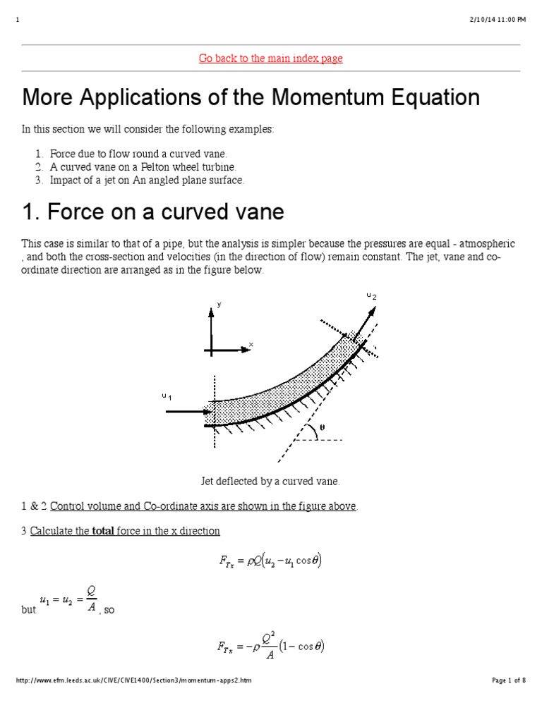 Applications of Momentum in Fluid Mechanics | PDF | Jet Engine | Force