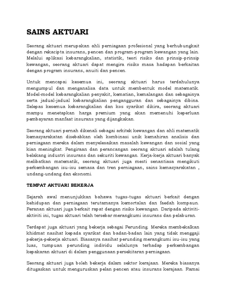 Sains Aktuari Pdf
