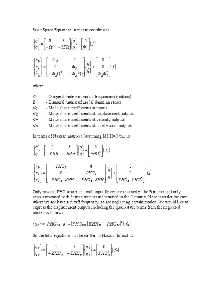 State Space Equations in Modal Coordinates | PDF | Theoretical Physics ...