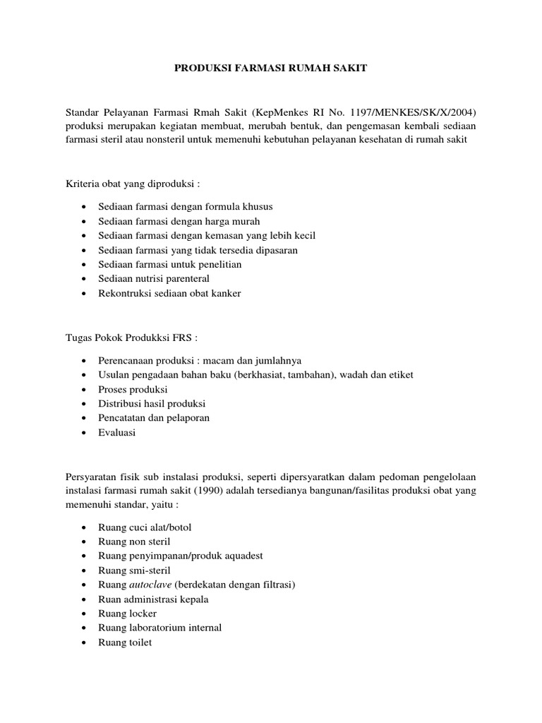 Produksi Farmasi Rumah Sakit