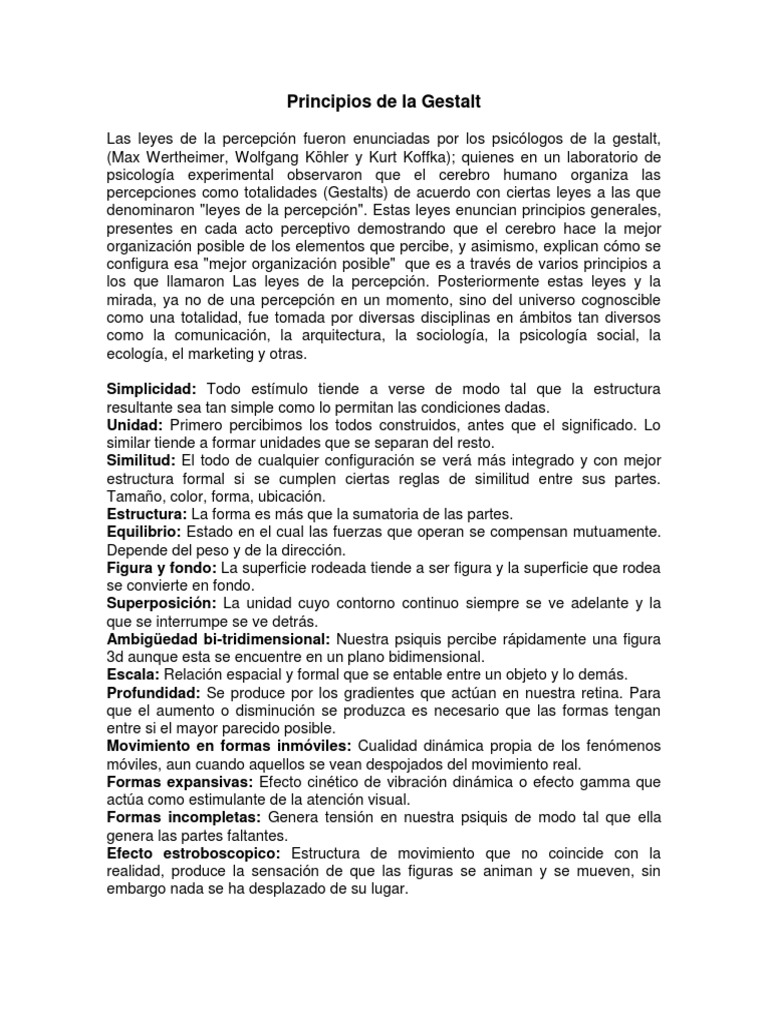 Principios de La Gestalt | PDF | Percepción | Neuropsicología