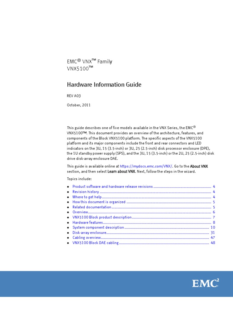VNX5100 Hardware Information Guide | PDF | Computer Data Storage ...