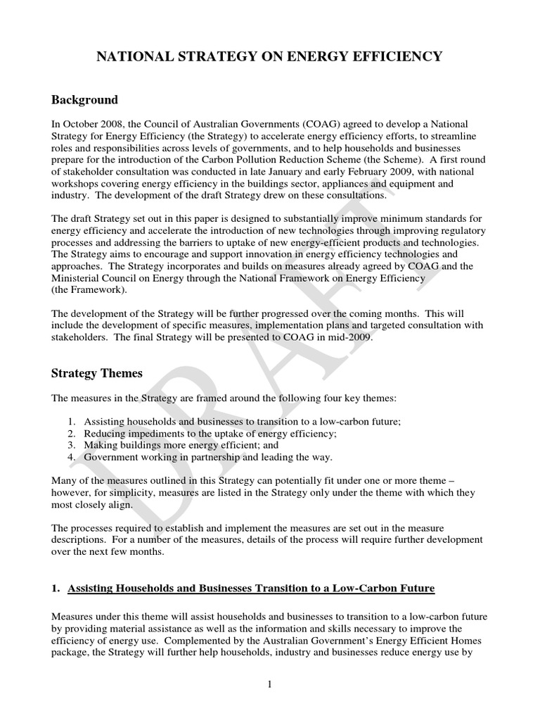 National Strategy Energy Efficiency AU | PDF | Efficient Energy Use ...