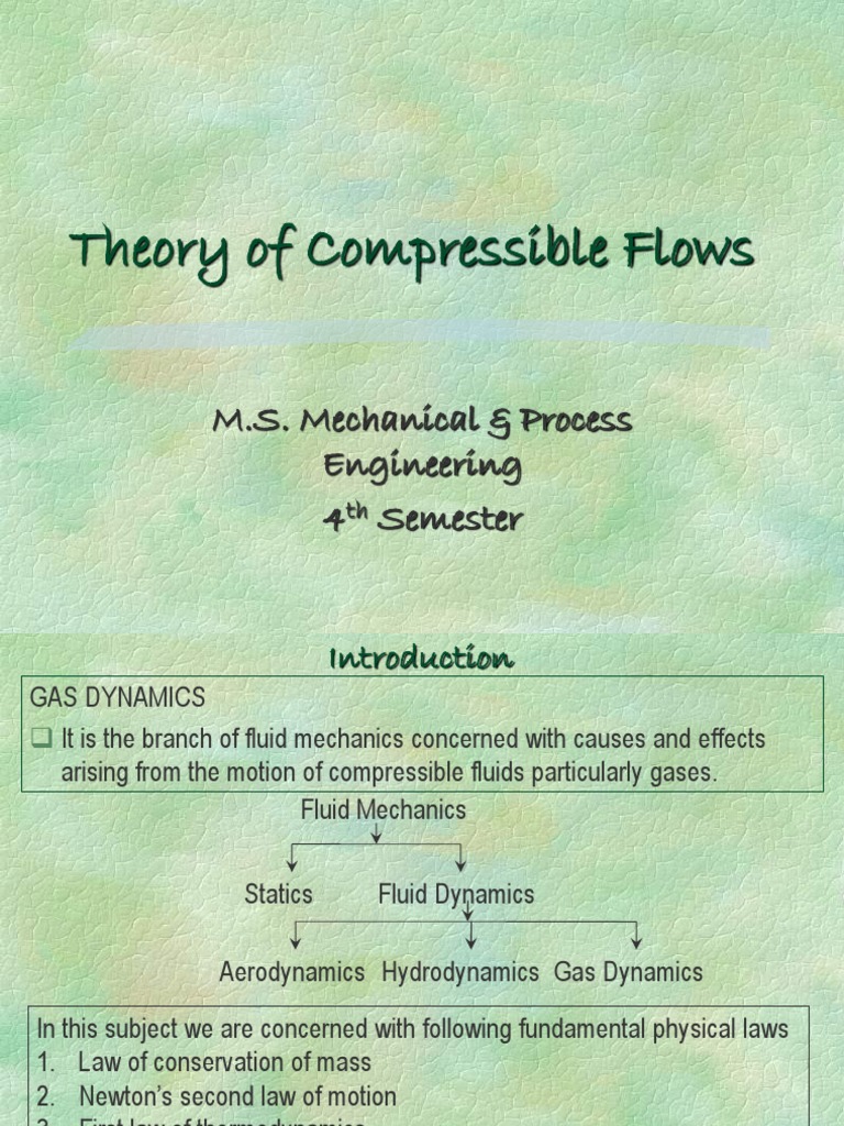 Intro To Gas Dynamics | PDF | Fluid Mechanics | Gases