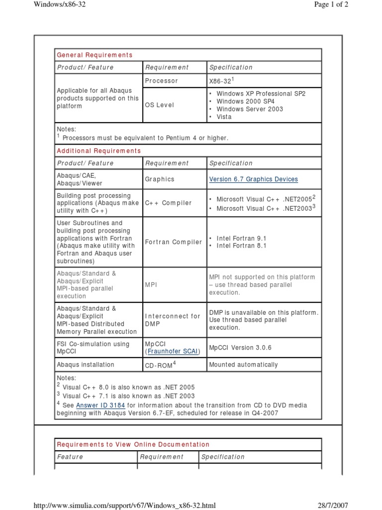 Abaqus 6.7 System Requirements PDF