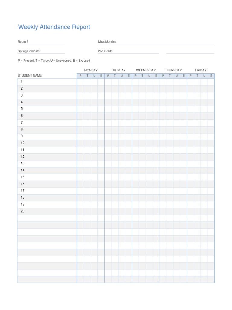 Weekly Class Attendance Record1 | PDF
