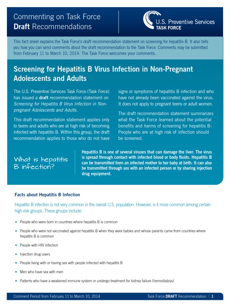 USPSTF Hep B Screening Fact Sheet | Hepatitis | Hepatitis B