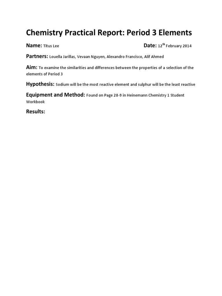 Period 3 Elements Chemistry Report | PDF | Self-Improvement | Science ...
