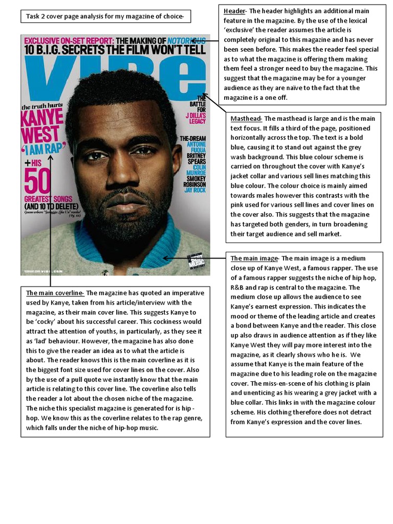Vibe Magazine Cover Analysis Kanye West Hip Hop Music