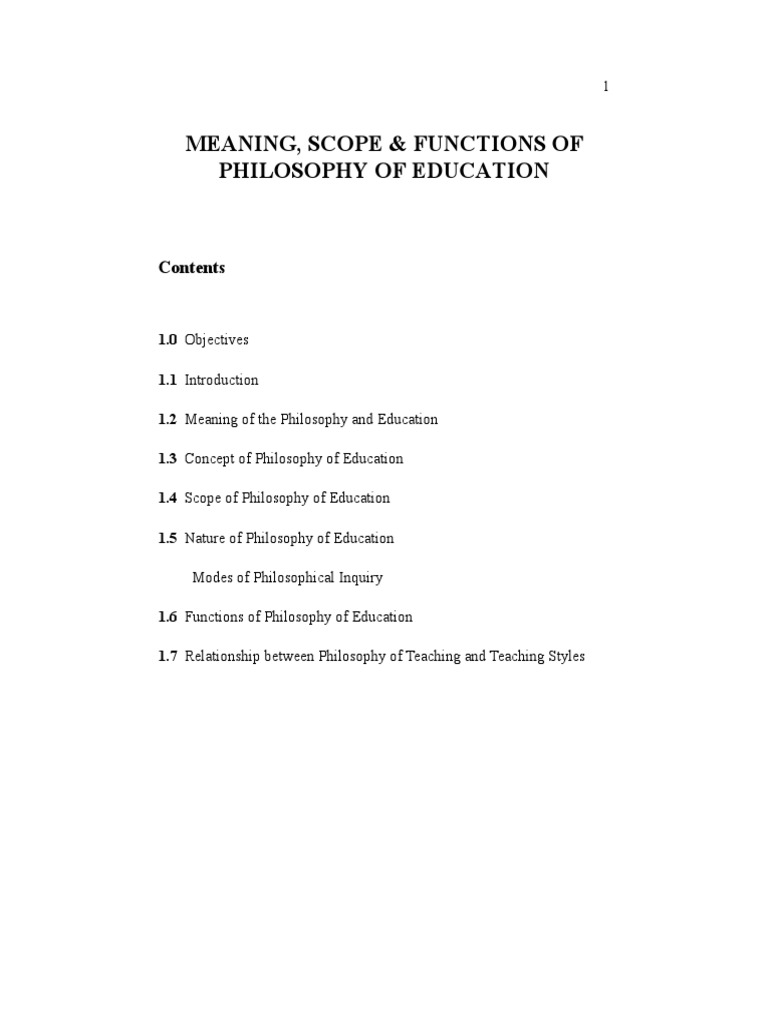 Meaning, Scope & Functions of Philosophy of Education PDF