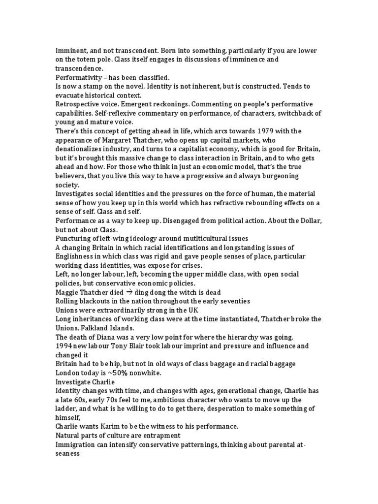 The Buddha Of Suburbia Analysis Buddha of Suburbia Notes | Margaret Thatcher | Identity (Social Science