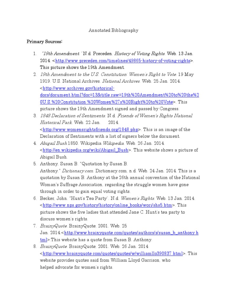 What should be in an annotated bibliography picture