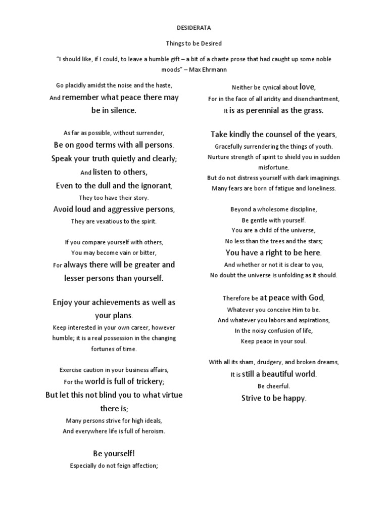 Desiderata