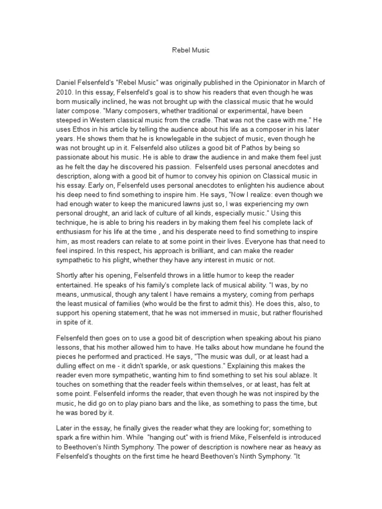 Rebel Music (Rhetorical Analysis) | PDF | Leisure | Entertainment (General)