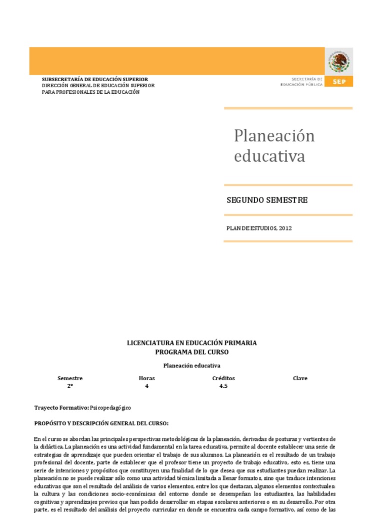 Planeación Educativa en Primaria | PDF | Planificación | Plan de estudios