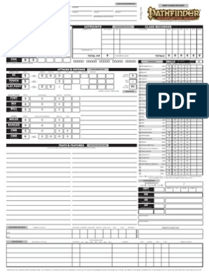 Pathfinder Character Sheet Fillable Tabletop Games Role Playing Games