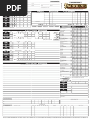 Pathfinder Character Sheet Fillable Tabletop Games Role Playing Games