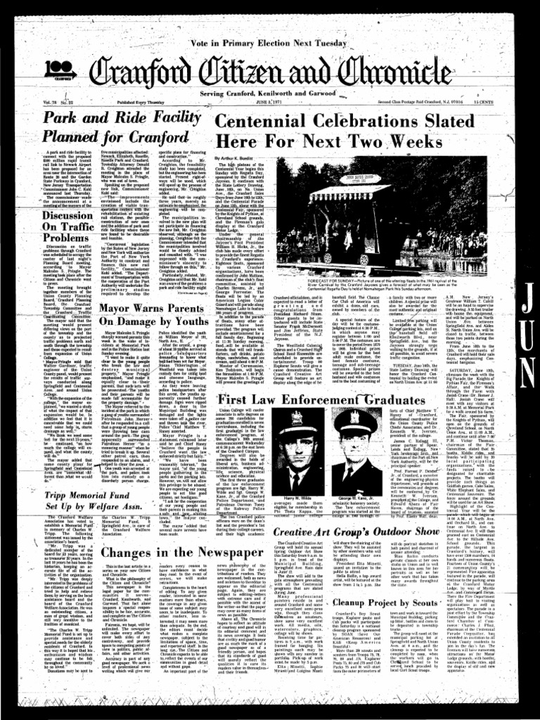 Cranford Chronicle - June 3, 1971 picture photo