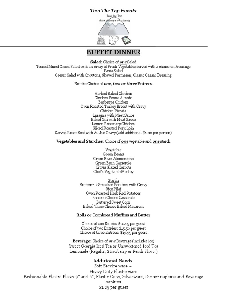 Wedding Buffet Menu Salad Cooking