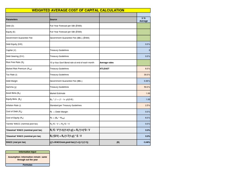 WACC Calculation Parameters and Formulas | PDF | Business | Finance ...