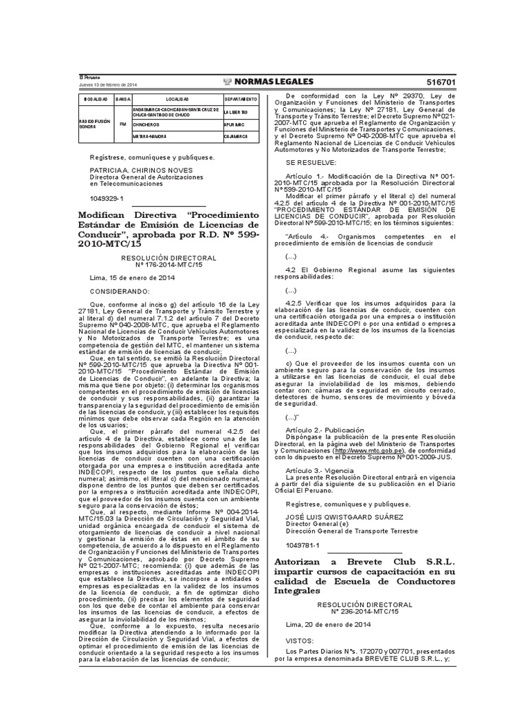 Modificación Directiva Licencias de Conducir | PDF | Licencia de ...