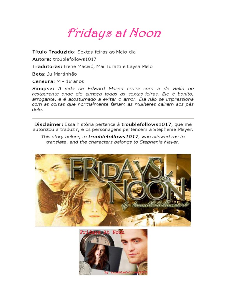 Fridays at Noon by Troublefollows1017 (Português) - Completa! | PDF |  Vinhos | Moeda, image size:768x1024