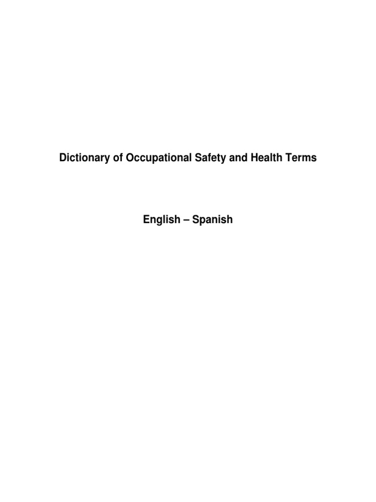 Dictionary of Occupational Safety and Health Terms | PDF | Occupational ...