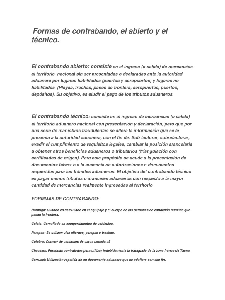 Tipos de Contrabando: Abierto y Técnico | PDF | Negocios