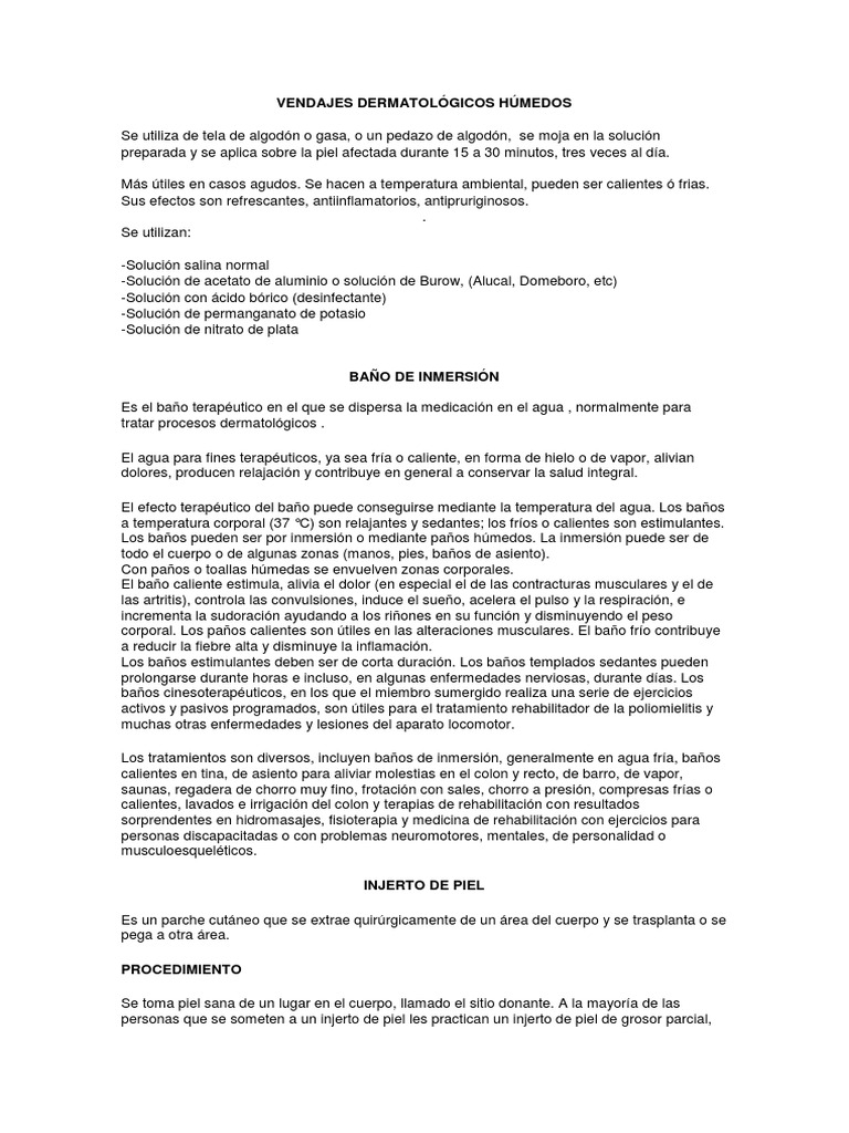 Baño de Inmersión | PDF | Piel | Herida
