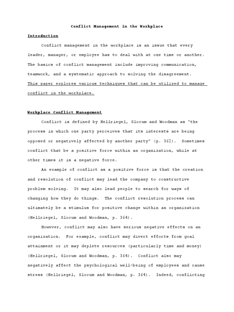 Effective Workplace Conflict Management | PDF | Behavioural Sciences ...
