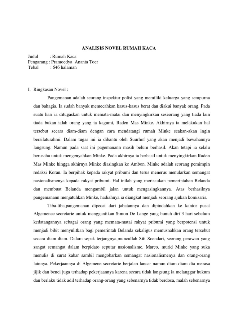 Analisis Novel Rumah Kaca