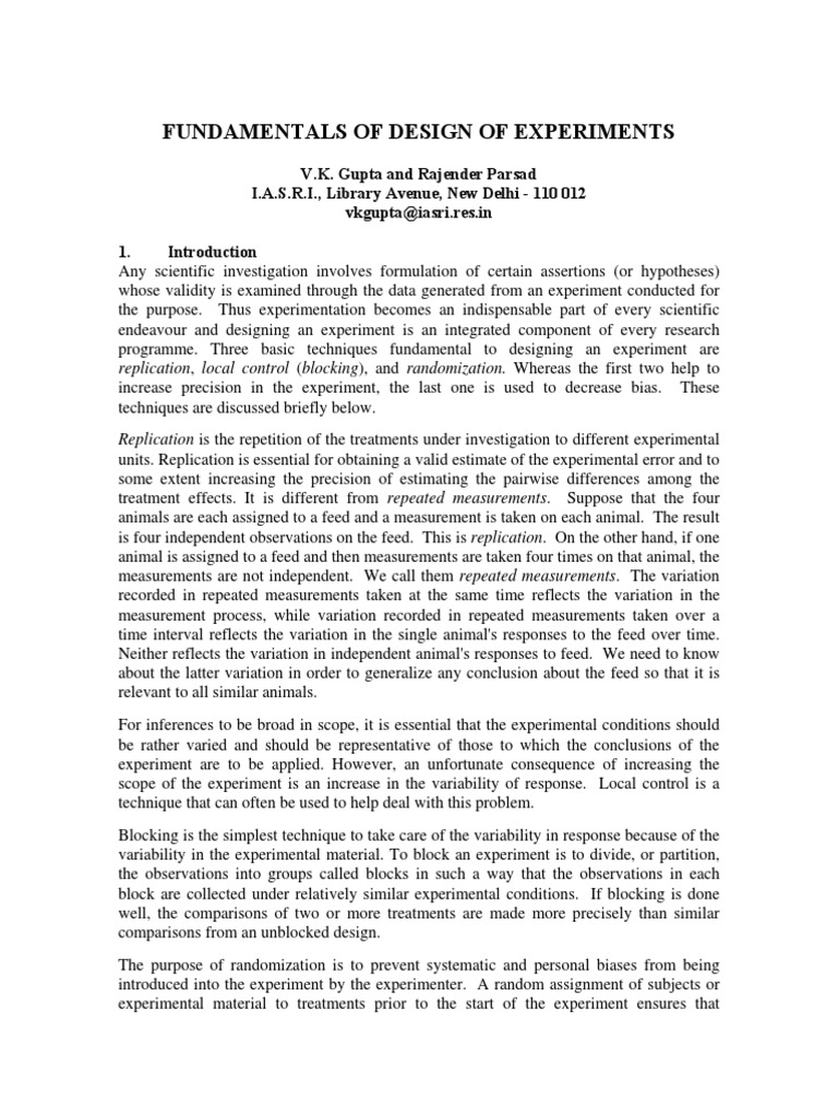 Design of Experiments Fundamentals | PDF | Experiment | Design Of ...
