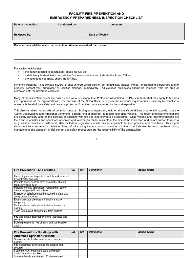 Facilities Inspection Form | PDF | Fire Sprinkler System | Data Center