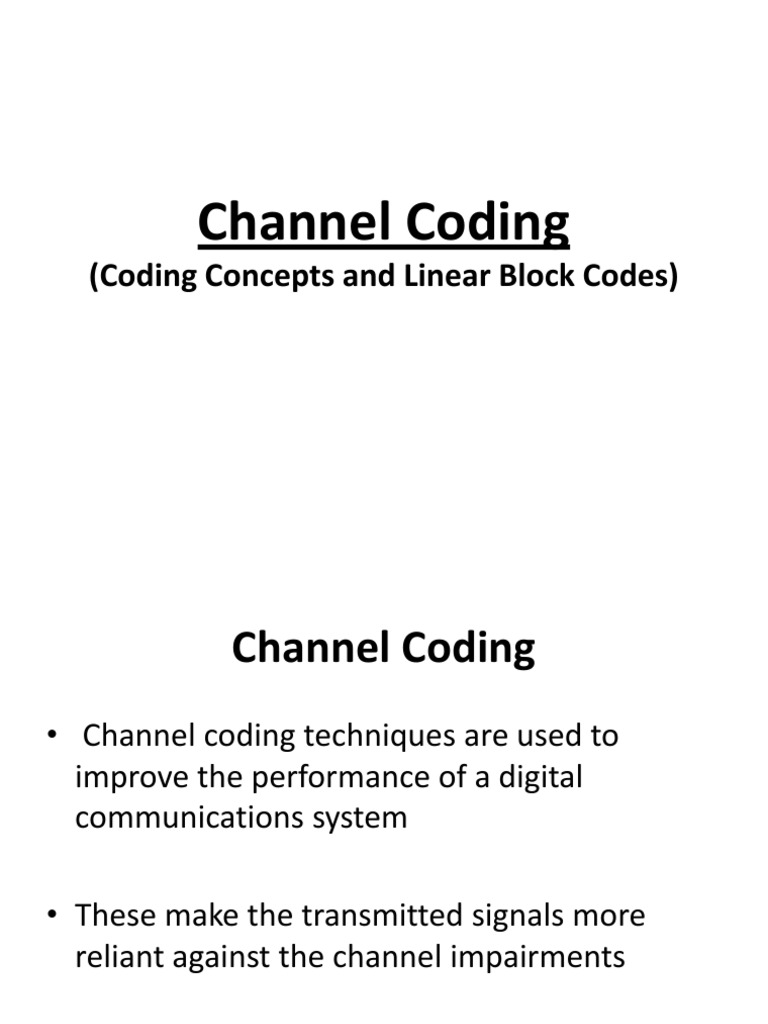 Channel Coding (Coding Concepts and Linear Block Codes) PDF