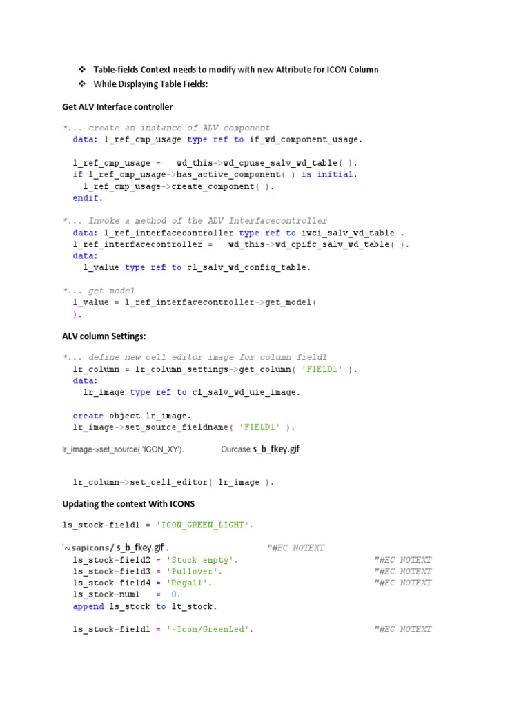 Making ALV Acolumn As ICon | PDF