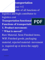 Transportation: Transportation Functionality: Functions of Transportation 1. Product Movement