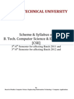 Punjab Technical University B.Tech. Computer Science Engineering (CSE) Scheme & Syllabus