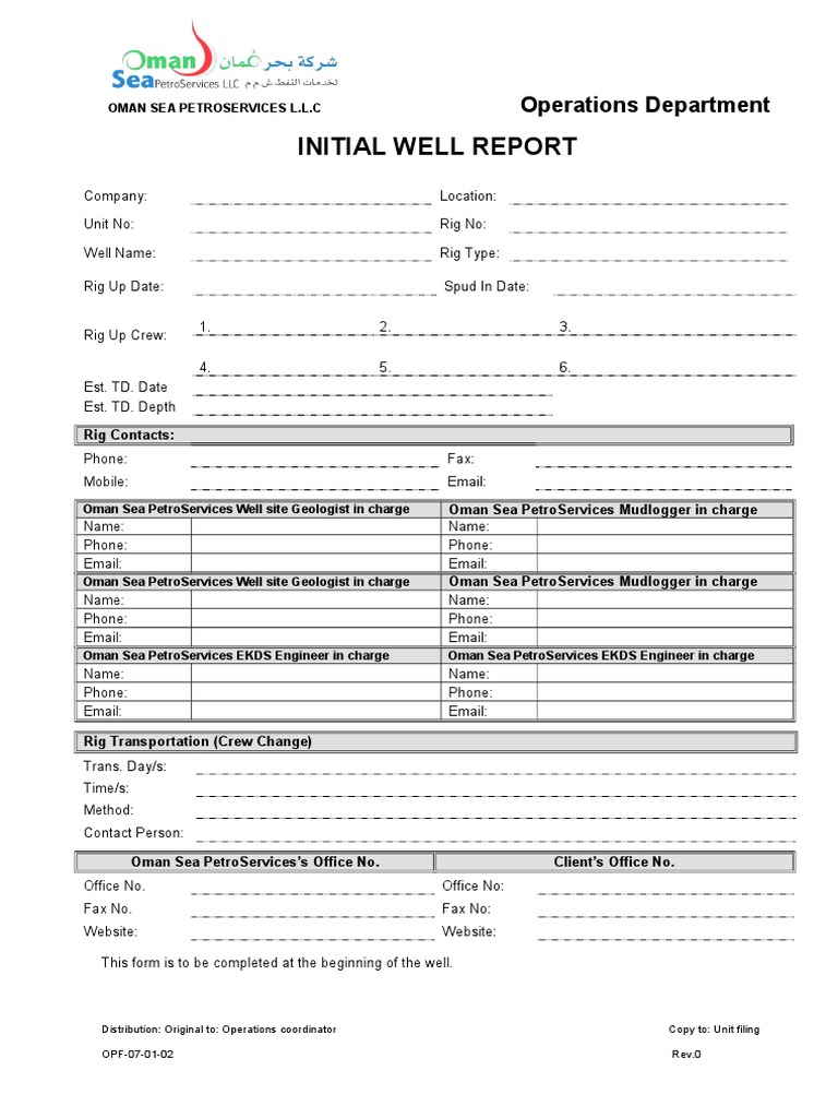 Initial Well Report for Oman Sea Petroservices | PDF | Business | Law