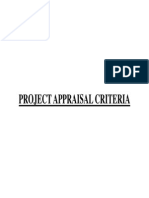 Project Appraisal Criteria Key Investment Metrics
