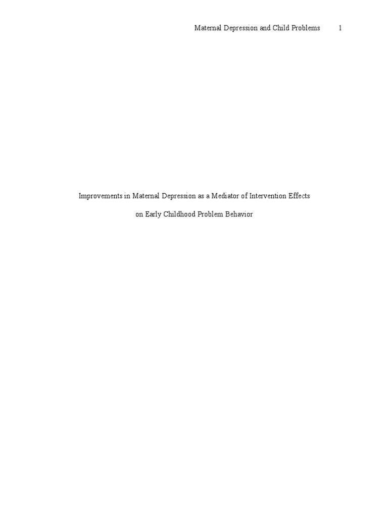Maternal Depression's Impact on Child Behavior | PDF | Major Depressive ...