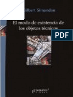 (Livro interiro) El modo de existencia de los objetos técnicos - gilbert simondon